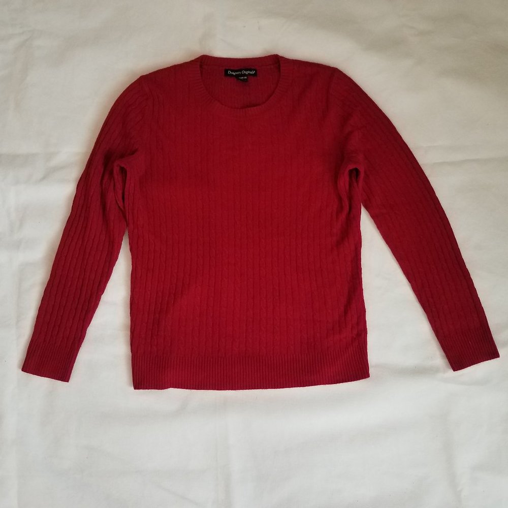 Red cable knit sweater S